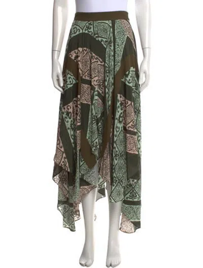 Pre-owned Ramy Brook Patterned Long Skirt In Green