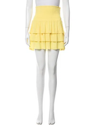 Pre-owned Ramy Brook Pom-pom Embellishments Mini Skirt In Yellow