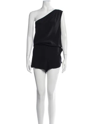 Pre-owned Ramy Brook Silk One-shoulder Romper In Black