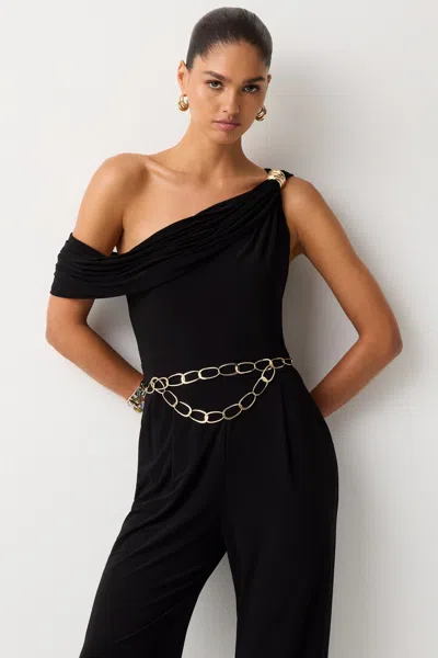 Ramy Brook Valery Asymmetrical Embellished Jersey Jumpsuit In Animal Print