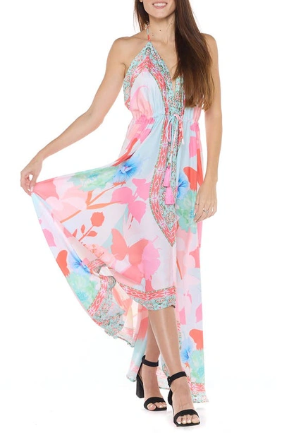 Ranee's Butterfly Halter Cover-up Maxi Dress In Multi