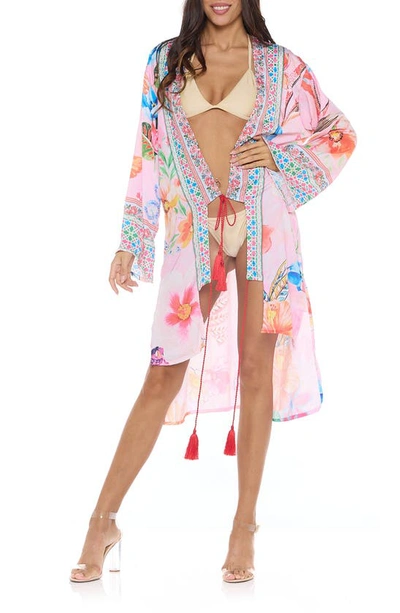 Ranee's Floral Cover-up Duster In Pink