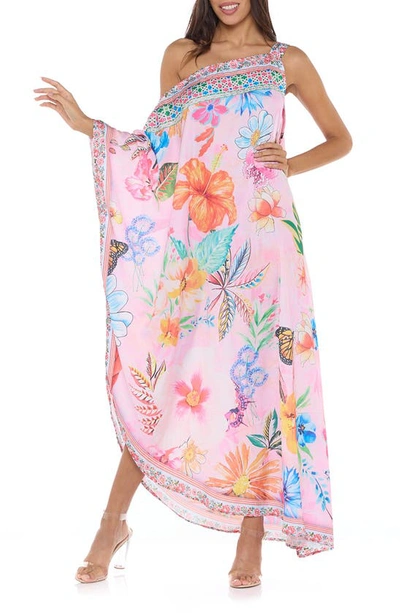 Ranee's Floral One-shoulder Cover-up Dress In Pink