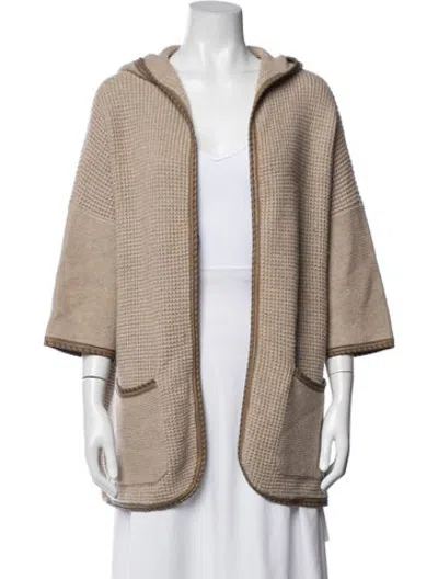 Pre-owned Rani Arabella Cashmere Open Front Sweater In Neutrals