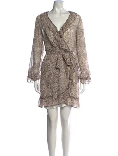 Pre-owned Ranna Gill Animal Print Mini Dress In Neutrals
