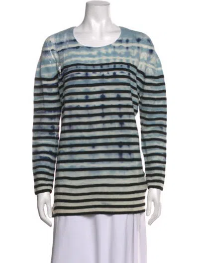Pre-owned Raquel Allegra Merino Wool Tie-dye Print Sweater In Blue
