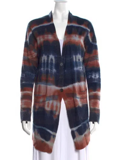 Pre-owned Raquel Allegra Merino Wool Tie-dye Print Sweater In Blue/red