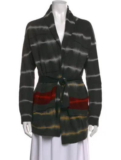 Pre-owned Raquel Allegra Merino Wool Tie-dye Print Sweater In Green