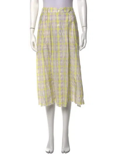 Pre-owned Raquel Allegra Plaid Print Midi Length Skirt In Multicolor