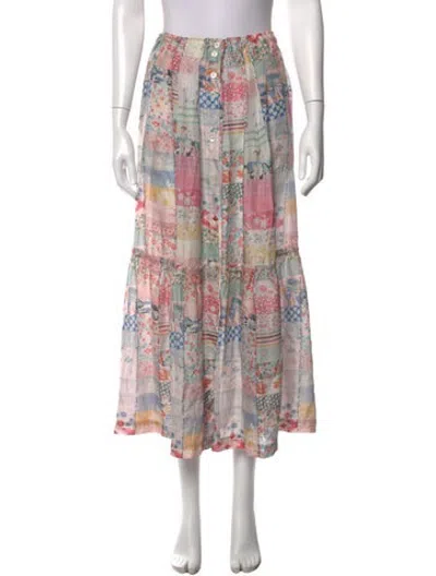 Pre-owned Raquel Allegra Silk Long Skirt In Neutrals