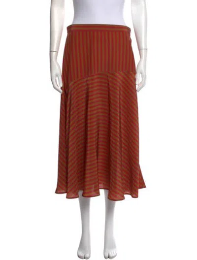 Pre-owned Raquel Allegra Silk Midi Length Skirt In Neutrals