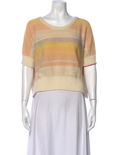 Pre-owned Raquel Allegra Striped Crew Neck Sweater In Neutrals