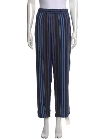 Pre-owned Raquel Allegra Striped Straight Leg Pants In Black
