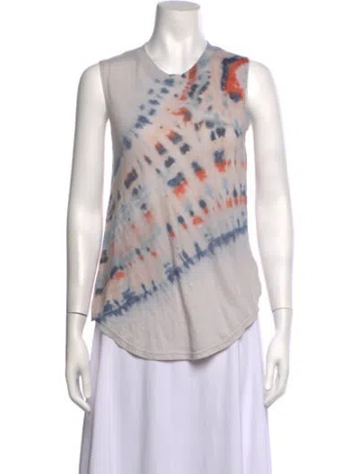Pre-owned Raquel Allegra Tie-dye Print Crew Neck Top In Grey