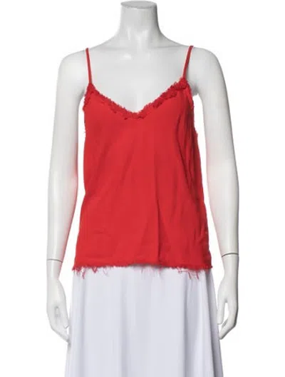 Pre-owned Raquel Allegra V-neck Sleeveless Top In Red