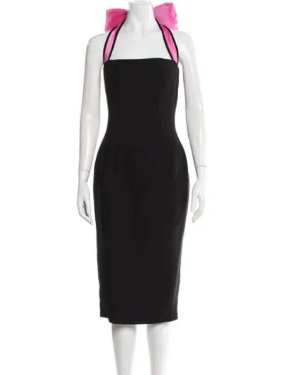 Pre-owned Rasario One-shoulder Midi Length Dress In Black