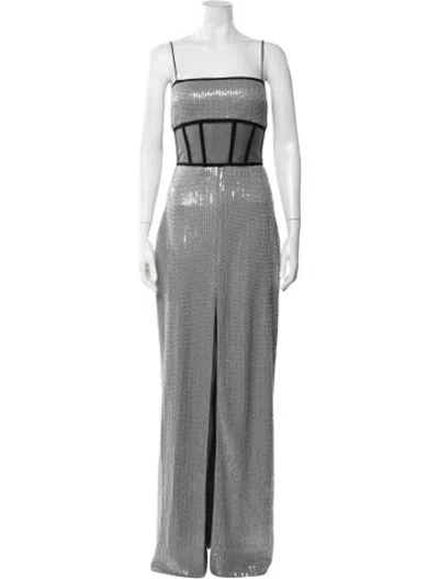 Pre-owned Rasario Patterned Long Dress W/ Tags In Grey
