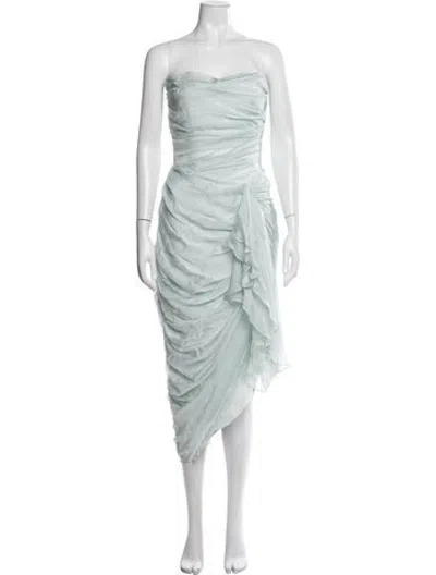 Pre-owned Rasario Silk Midi Length Dress W/ Tags In Blue