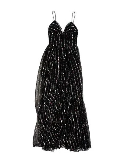 Pre-owned Rasario Striped Mini Dress In Black
