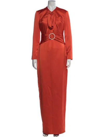 Pre-owned Rasario Tie Neck Long Dress W/ Tags In Orange