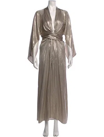 Pre-owned Rat & Boa Printed Long Dress In Gold/neutrals