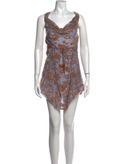 Pre-owned Rat & Boa Silk Mini Dress W/ Tags In Blue