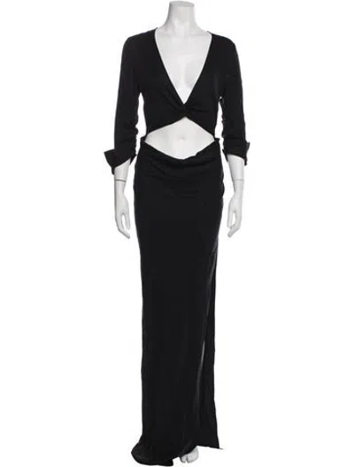 Pre-owned Rat & Boa V-neck Long Dress W/ Tags In Black