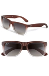Ray Ban Justin 54mm Rectangular Sunglasses In Gradient Brown