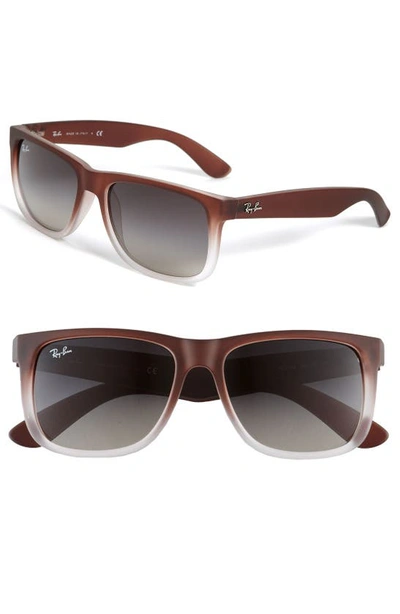 Ray Ban Justin 54mm Rectangular Sunglasses In Gradient Brown