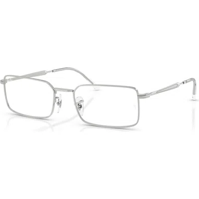 Ray Ban Ray-ban 56mm Rectangle Optical Glasses In Silver