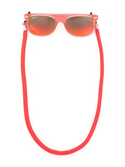 Ray-ban Junior Kids' Wayfarer-frame Mirrored Sunglasses In Red