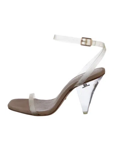 Pre-owned Raye Leather Sandals In Metallic/silver