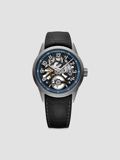 Raymond Weil Women's Freelancer Ladies Stainless Steel & Leather Strap Watch In Black