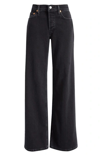 Re/done Mid Rise Wide Leg Jeans In Black