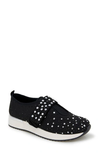 Reaction Kenneth Cole Cameron Crystal Mary Jane Sneaker In Black Micro