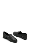 Reaction Kenneth Cole Fern Raffia Penny Loafer In Black Raffia