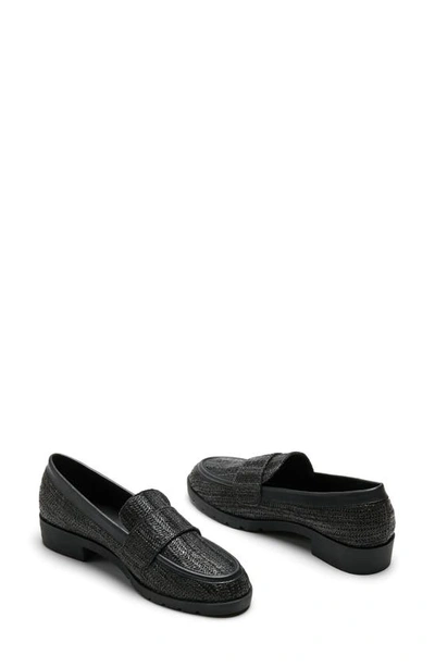 Reaction Kenneth Cole Fern Raffia Penny Loafer In Black Raffia