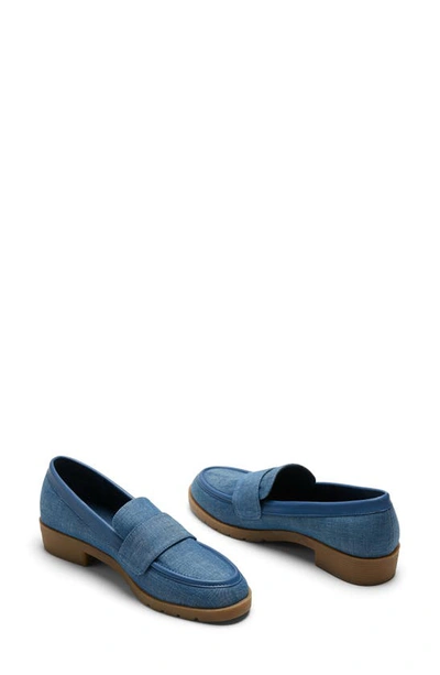 Reaction Kenneth Cole Fern Raffia Penny Loafer In Denim