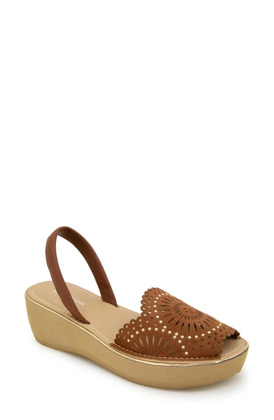 Reaction Kenneth Cole Fine Glass Foil Laser Wedge Sandal In Luggage Micro