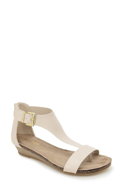 Reaction Kenneth Cole Great Gal T-strap Sandal In Ecru