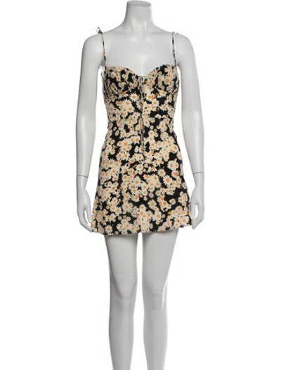 Pre-owned Réalisation Par Silk Mini Dress In Black/yellow