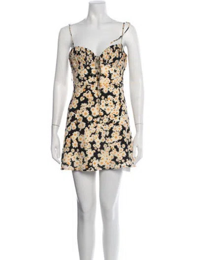 Pre-owned Réalisation Par Silk Mini Dress In Black/yellow