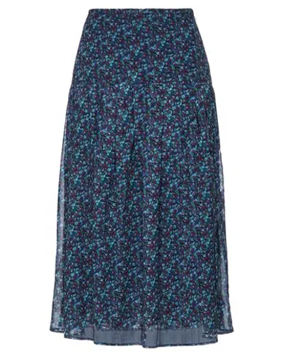Really Wild Woman Midi Skirt Midnight Blue Size 2 Silk