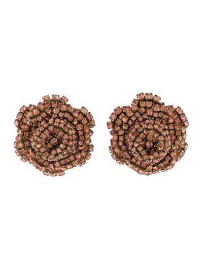 Pre-owned Rebecca De Ravenel Crystal Ava Clip-on Earrings In Pink