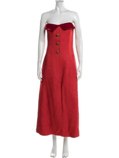 Pre-owned Rebecca De Ravenel Silk Midi Length Dress In Red