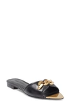Rebecca Minkoff Curb Chain Slide Sandal In Black