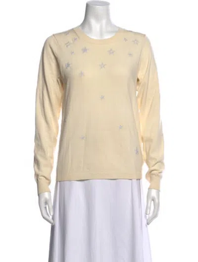 Pre-owned Rebecca Minkoff Graphic Print Crew Neck Sweater In Yellow