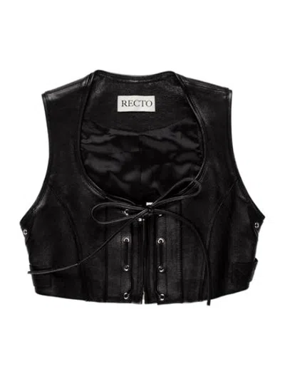 Pre-owned Recto Goat Leather Open Front Top In Black