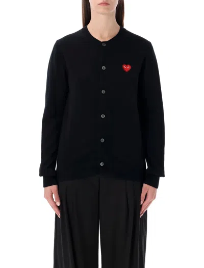 Red Wing Shoes Comme Des Garçons Play Comme Des Garçons Play Wool Cardigan With Red Crystal Heart In Black