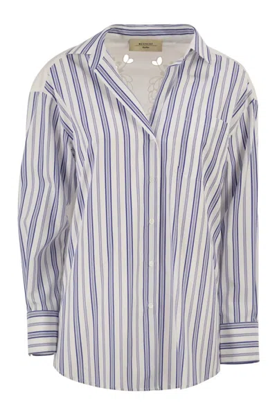 Red Wing Shoes Weekend Max Mara Wkdtessile - Striped Cotton Shirt With Sangallo Lace In White